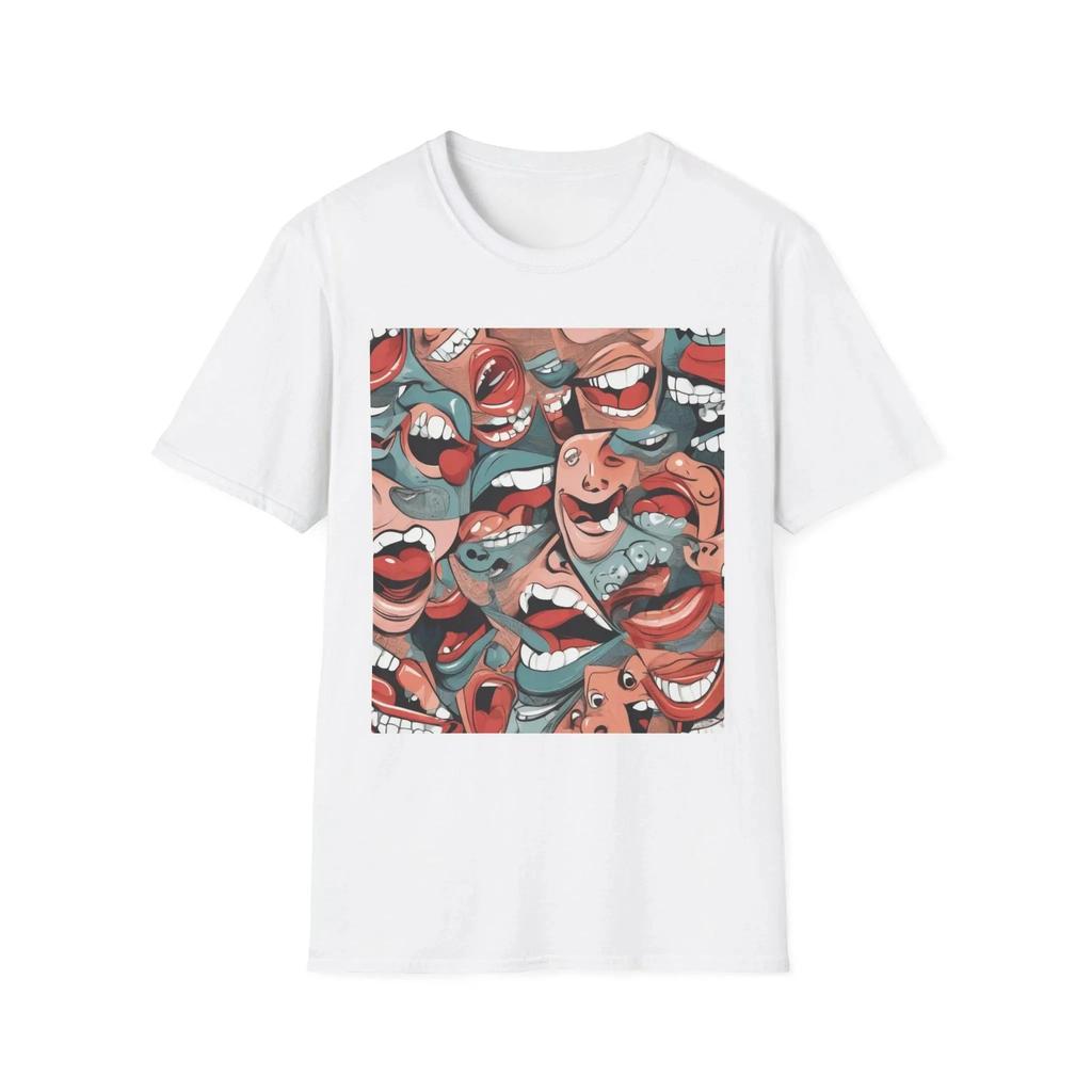 Men's Soft and Breathable Cotton T-shirt Graphic Mouth Unisex Casual Crew Neck Short Sleeve Streetwear Oversized