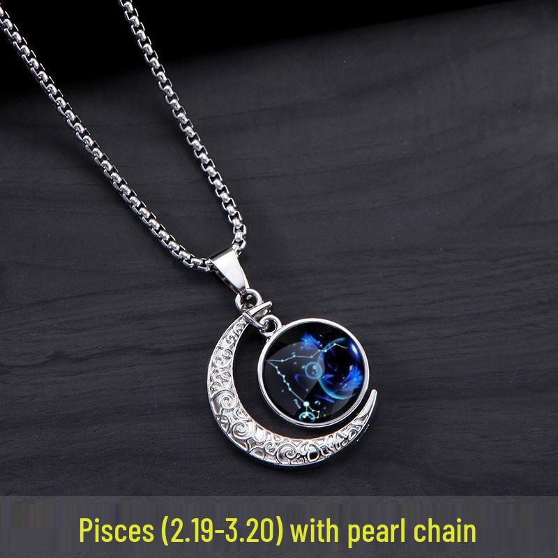 Twelve Constellations Pendant Necklace - Unisex Trendy Retro Earthy Cool Hip Hop Fashion Gift