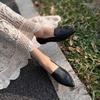 Johnature Retro Women Genuine Leather Pointed Toe Flats Shoes Handmade Shallow Soft Sole Solid Color Slip-on Shoes