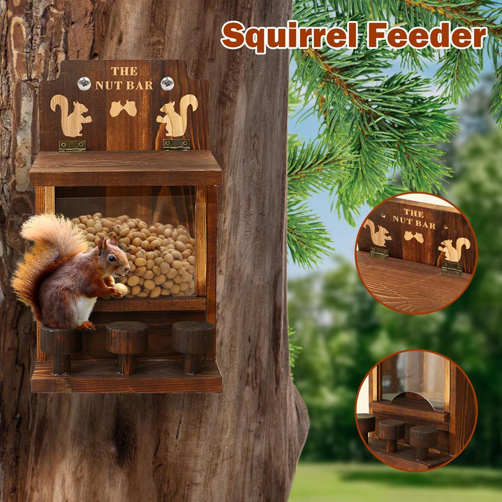 Squirrel Feeders with 3 Small Stool Outdoor hanging pet food storage box squirrel picnic table feeder for garden decoration