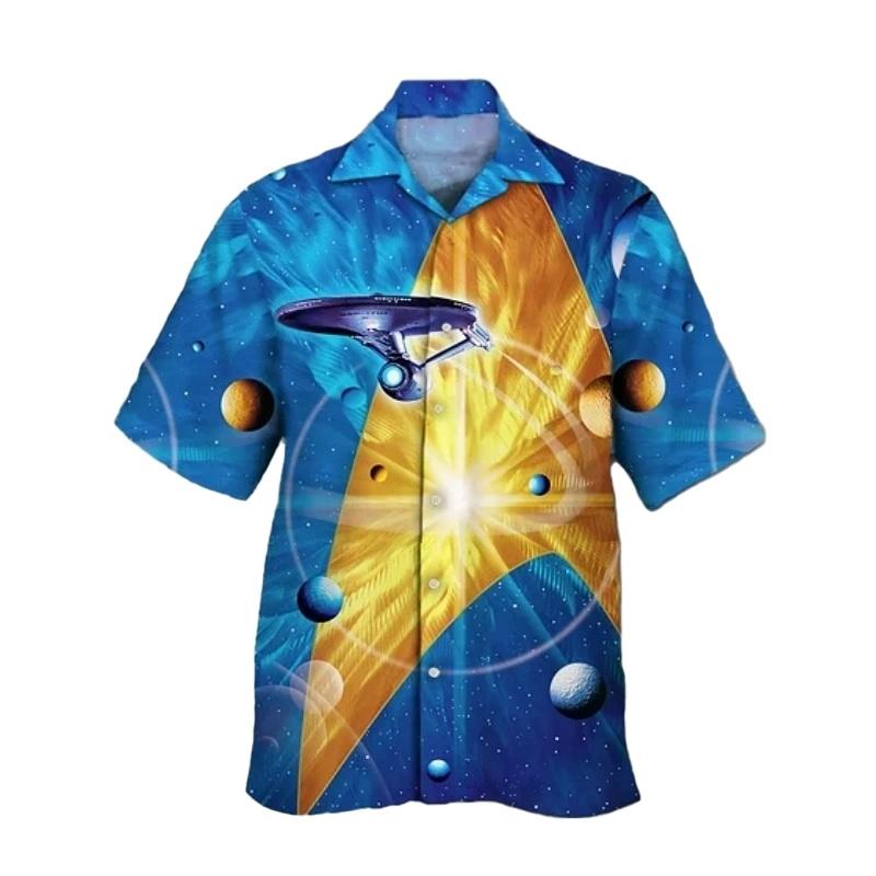 Hawaiian Shirt: Airplane Print Short Sleeved Quick Drying Beach Casual Party Holiday Shirt