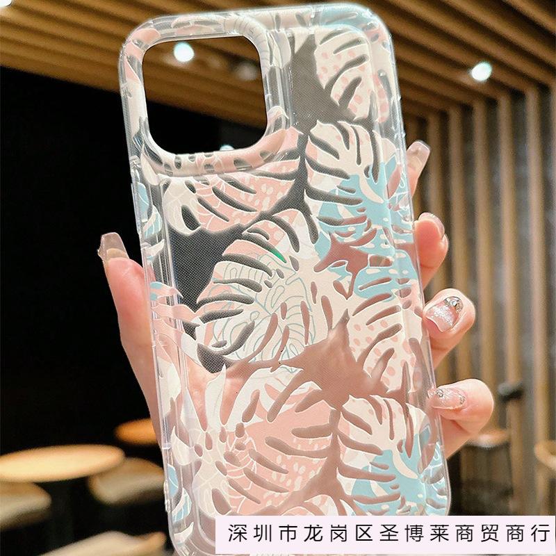 Internet Celebrity Transparent Mobile Phone Case for Apple 15 Oil Painting iPhone14/13/12 Niche 16plus Anti-drop 11 Sets