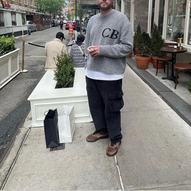 Cole Buxton Unisex Minimalistischer CB-Buchstaben Jacquard-Strick-Hoodie - Herbst/Winter Lockerer Freizeit-Pullover