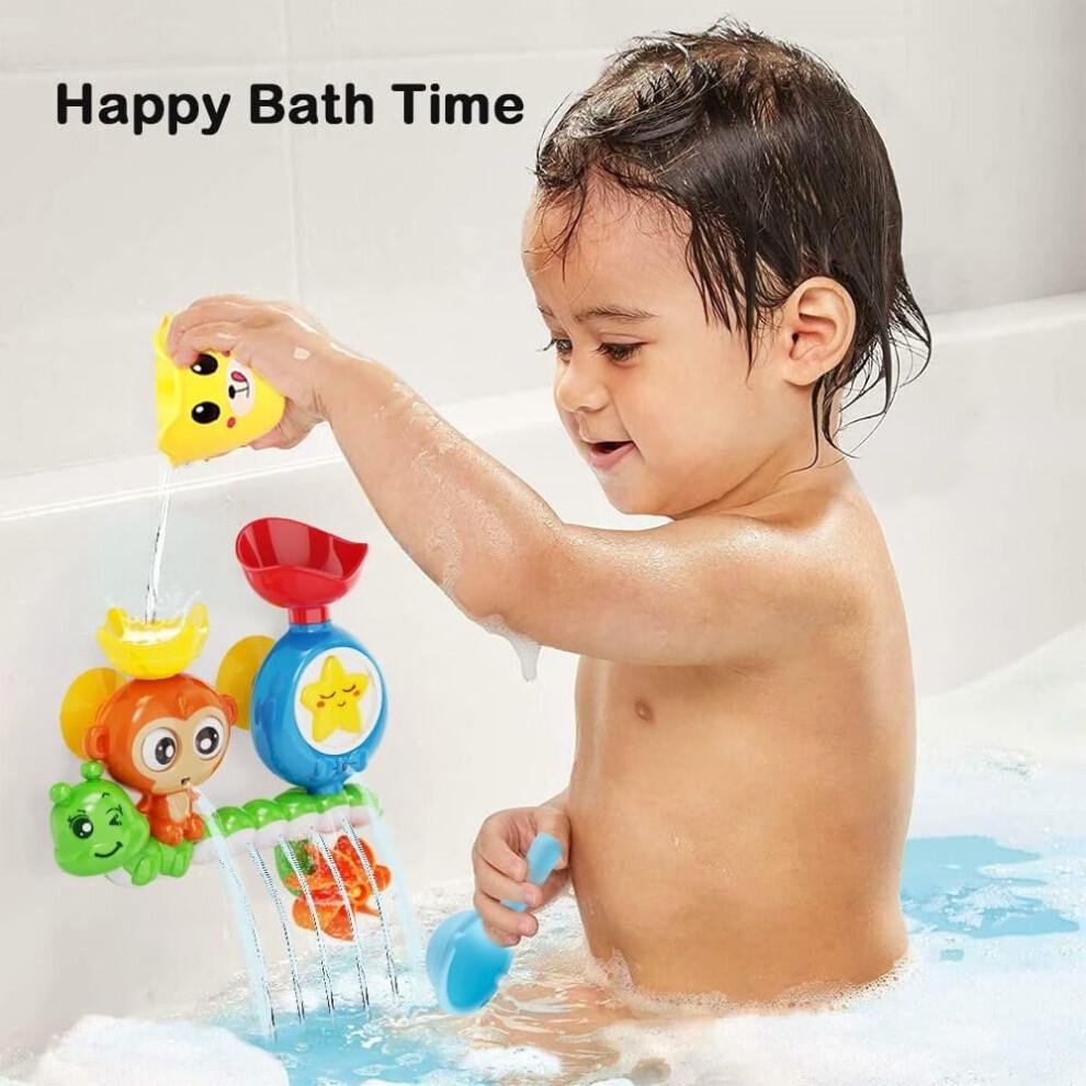 Bath Toys for Toddlers 1-3Y, Compatible with All Bathtubs – Durable Monkey Caterpillar with 2 Suction Cups