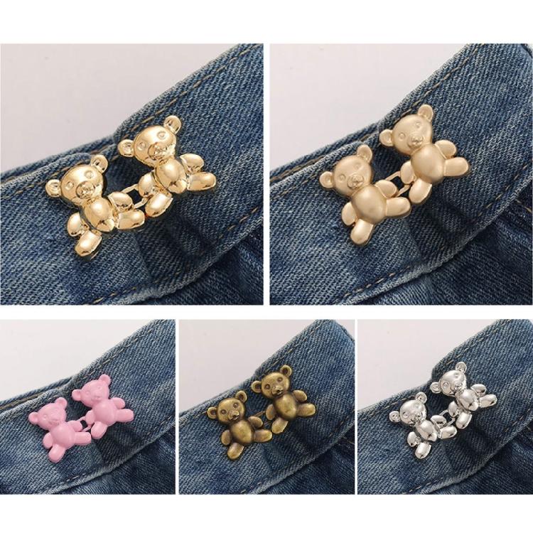 Button Pin Detachable Decorative Waist Buckles No Sewing Bear Waist Tighten Cute Bear Metal Tighten Waist Button Pin