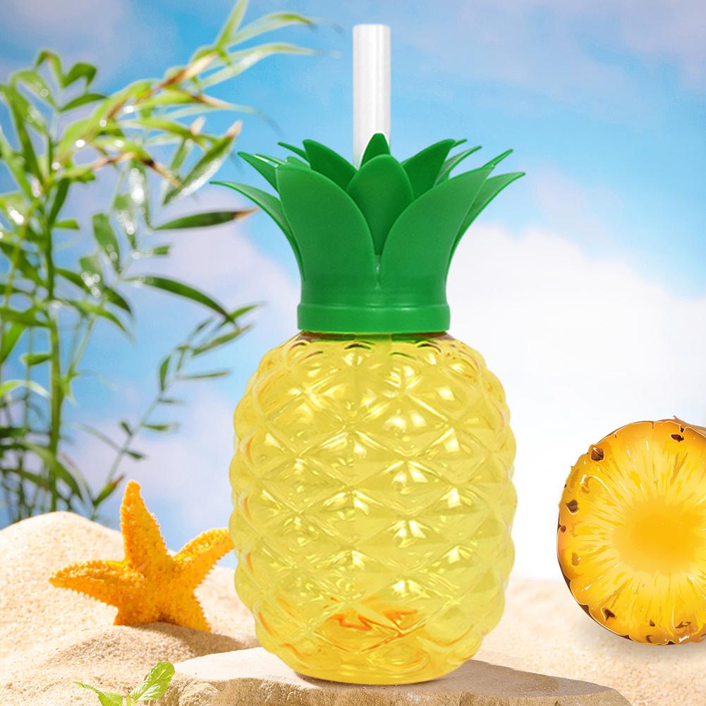 3/6pcs Cold Beverage Mug 500ml Pineapple/Strawberry Shape Tropical Summer Cups with Straw Creative Birthday Party Decoration