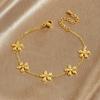 Trendy Gold-Plated Flower Pendant Necklace Set with Diamond Inlay