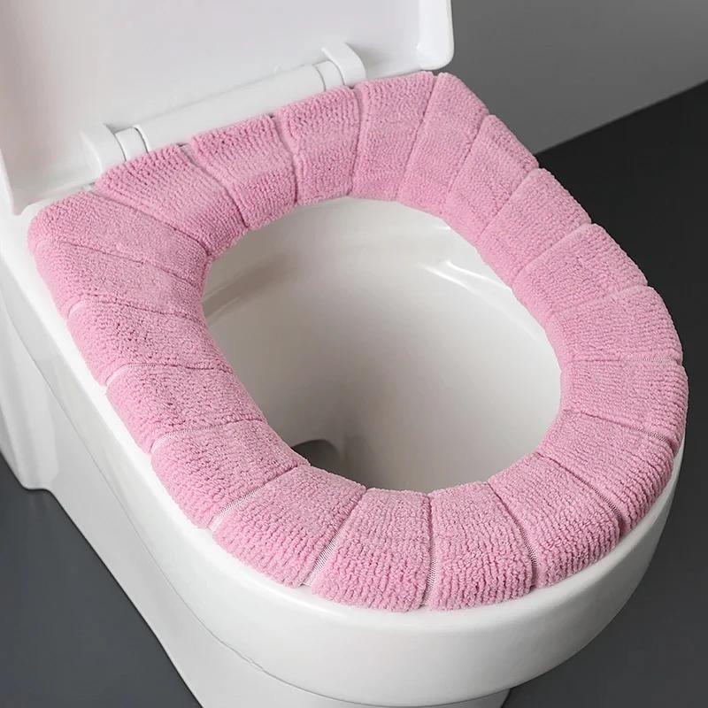Universal Toilet Seat Cushion Thick Plush O-shaped Toilet Seat Toilet Cover with Handle Nordic Bathroom Accessories