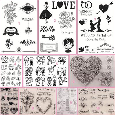 Love Heart Transparent Silicone Clear Stamps for Seal DIY Scrapbooking Photo Album Decor Art Wedding Bride Groom