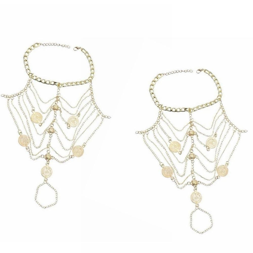 2 pcs Multi-layer Tassel Ankle Chain Light Luxury Foot Chain Charm Instep Chain  Gifts