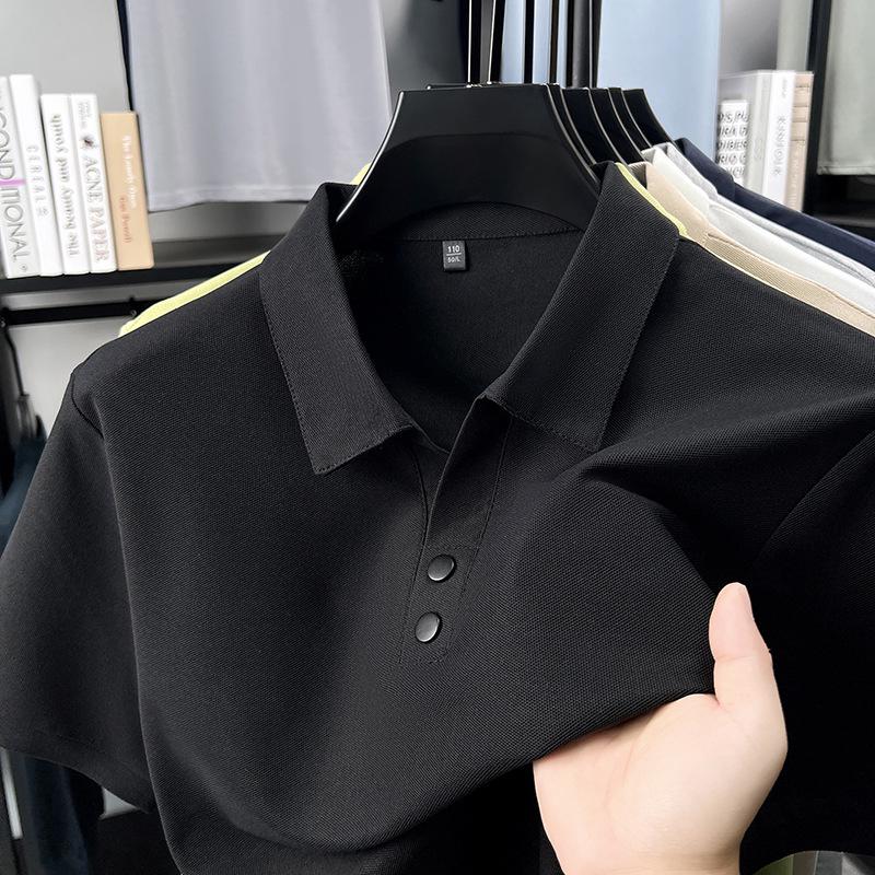 Men s Casual Summer Scissor Collar Polo Shirt - Solid Color, Two-Button, Short-Sleeve M