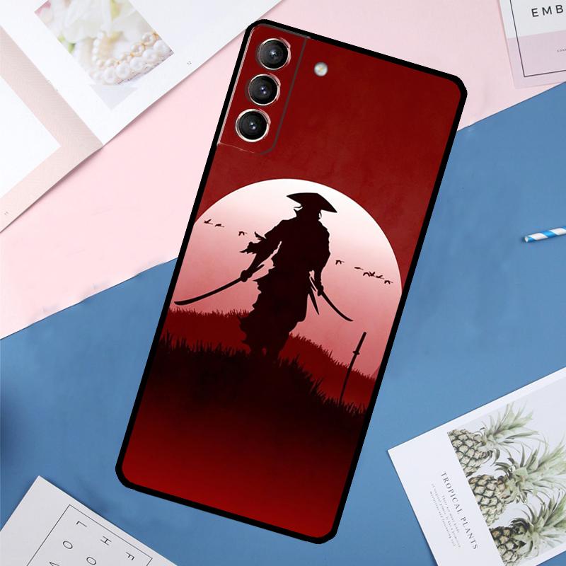 Japan Ninja Samurai Red Sun Case For Samsung Galaxy S25 Ultra S21 S22 S24 S23 Ultra S9 S10 Plus S21 FE S25 FE Back Cover