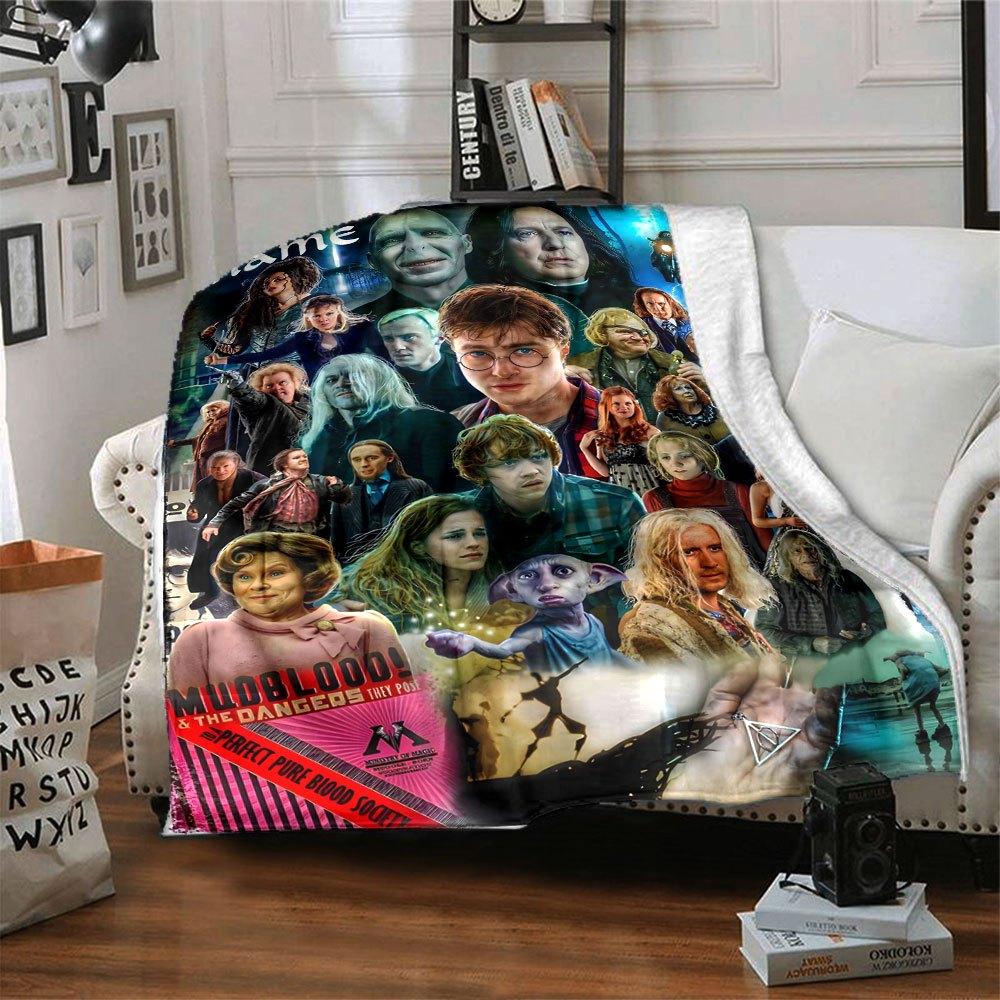 The Harry Potter Home Custom Your Name Blanket Features A Vibrant Collage Of The Beloved Character And A Soft Lightweight Design For Ultimate Comfort