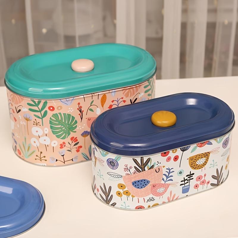 

2pcs Large Capacity Oval Metal Storage Boxes with Lids Tropical Floral Design, Multi Purpose Desktop Organizer for Bedroom, Study, and Small Items DHL