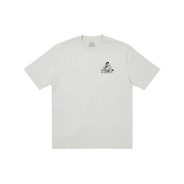 PALACE Tri Heads T Shirt Grey Marl T Shirt Unisex Gray P21TS150