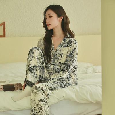 Pigiama da Donna in Puro Cotone: Cardigan Lungo Manica Lunga con Pizzo per Primavera/Autunno, Taglie Forti, Stile 2025, Adatto per Indossare al Coperto/all'Aperto