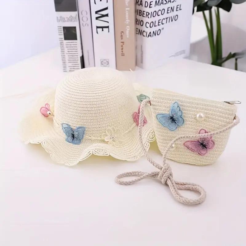 Summer Children'S Sun Hat Straw Hat Girls Large Brim Sun Hat Parent-Child Beach Hat Female Hat