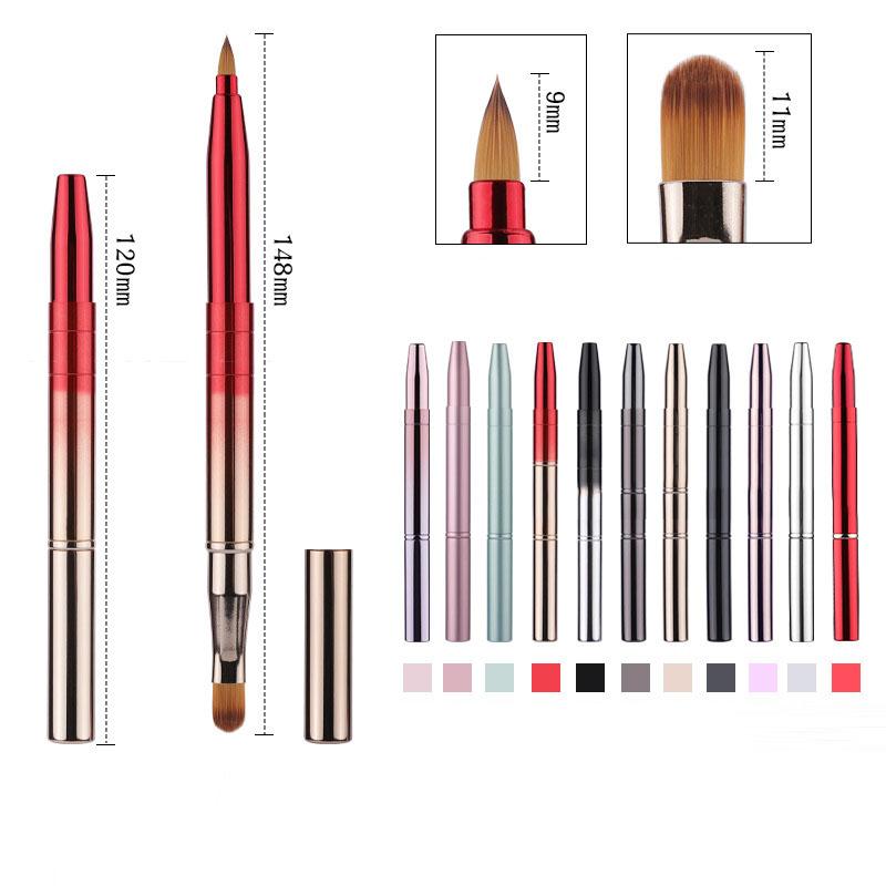 Retractable Lip Makeup Brush Lipstick Lip Gloss Brush Telescopic Dual Use Lip Eyeshadow Brush Beauty Tool With Protect Cap