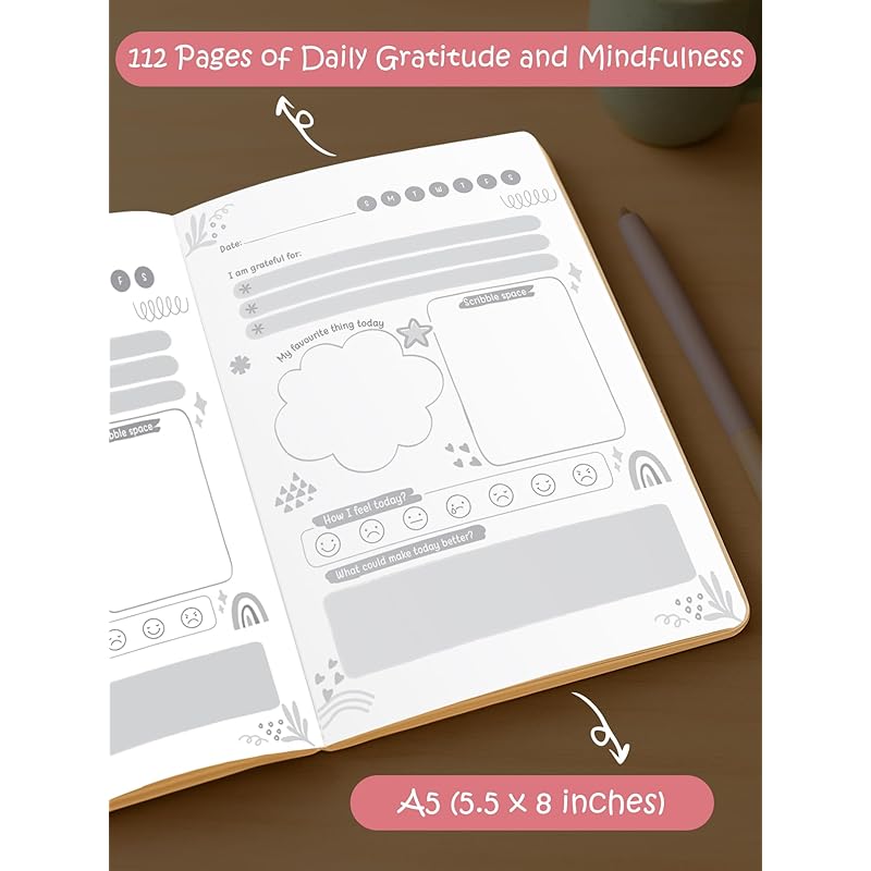 Doodle Daily 5 Minute Gratitude Journal - Positivity, Wellness & Mindfulness Journal For Teens & Adults - 90-Day Habit B GRATITUDE