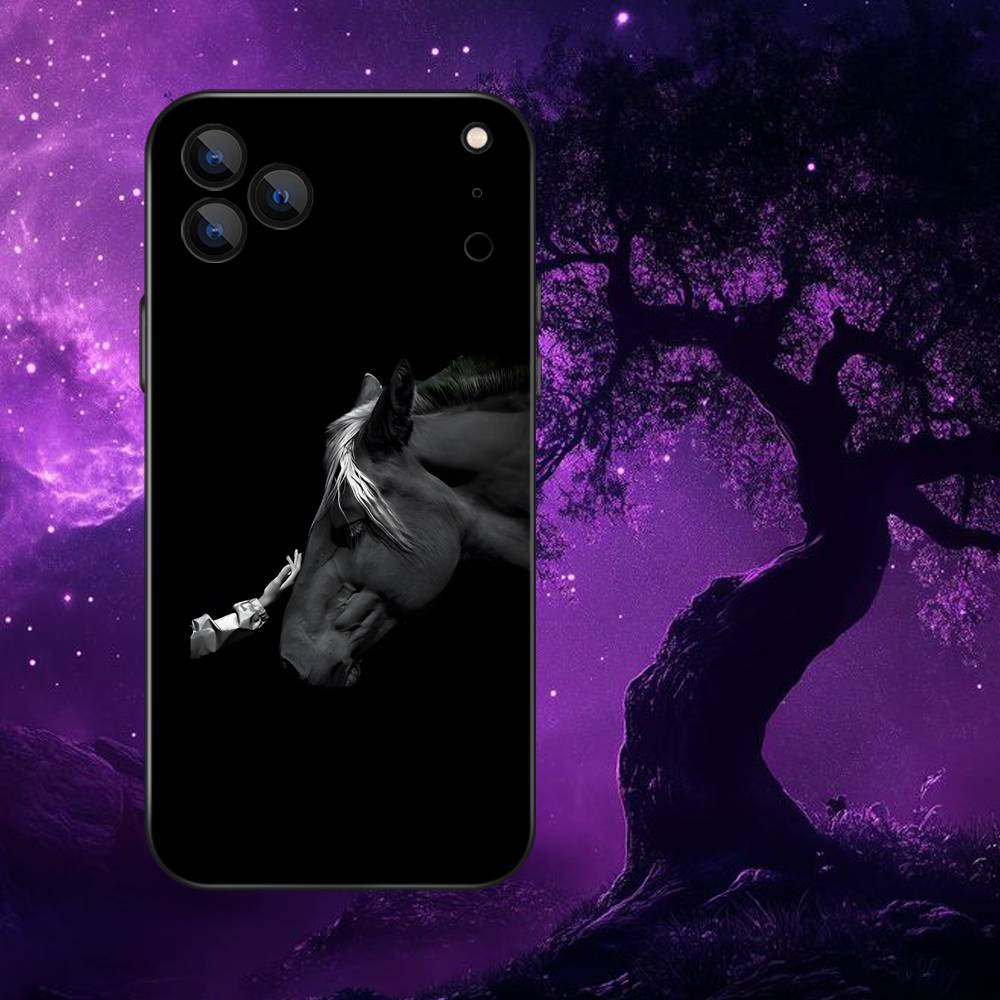 

Great Beauty Horse Phone Case For iPhone 17,16,15,14,13,12,11,Pro Max,XSX,,XR,SE,Mini,8,7,Soft Silicone Black Cover iPhone16promax