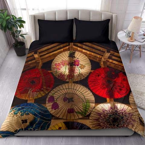 Tokyo Duvet Cover Set Queen Size Capital Of Japan Bedding Set With Never Give Up Quote Japanese Culture Comforter Cover 2/3Pcs