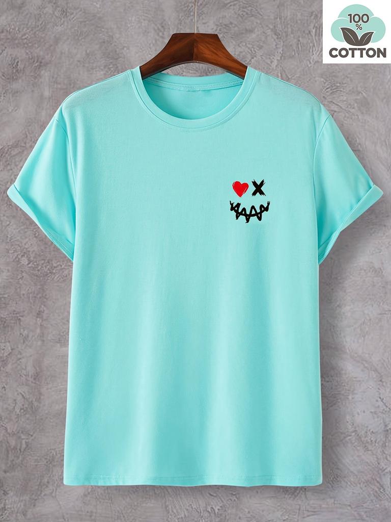Summer New Unisexs Tshirt Street Casual Fashion Simple Soft Comfortable Breathable D Smile Pattern Print