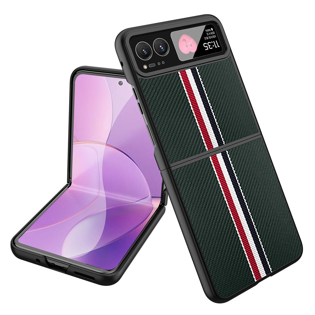 For Motorola Razr 40 5G Phone Case Colorful Stripes Pattern with Rear Screen Film