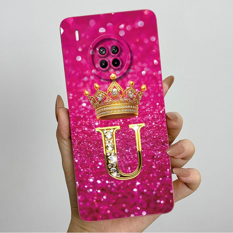 For Huawei Nova 8i Honor 50 Lite Crown Initial Letter Couple Phone Case Nova8i Honor 50Lite Soft Silicone TPU Protective Casing
