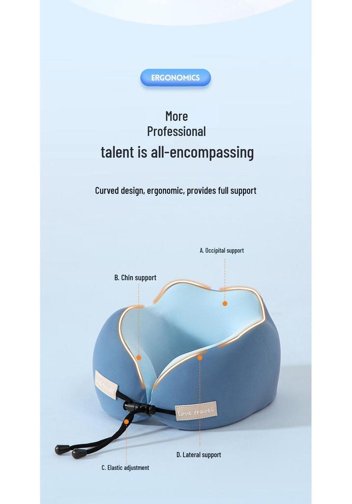 U-Shaped Memory Foam Travel Pillow for Neck and Cervical Spine Support