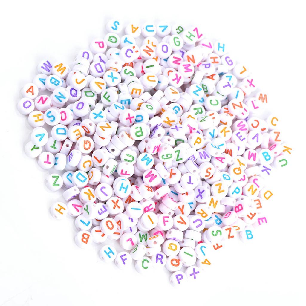 500Pcs 7 Colors Acrylic Letter Beads A Z Round Alphabet Beads for DIY Bracelet Necklace