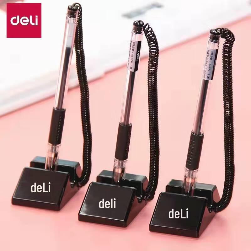 Deli 6791 Standard Desk Pen with String (10-Pack)