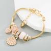 Adjustable Pink Pearl Shell Bracelet Shiny Diamond Ball Bracelet