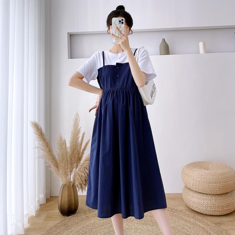 2026 Summer Korean Style Short Sleeve Two-Piece Maternity Dress