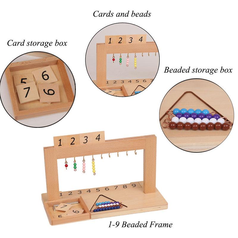 Montessori Zahlen 1-9 11-19 1-19 Internationale Version Perlenrahmen Mathematisches Spielzeug Farbige Perlen Zehnerschritte Brett Gruppe Lernspielzeug