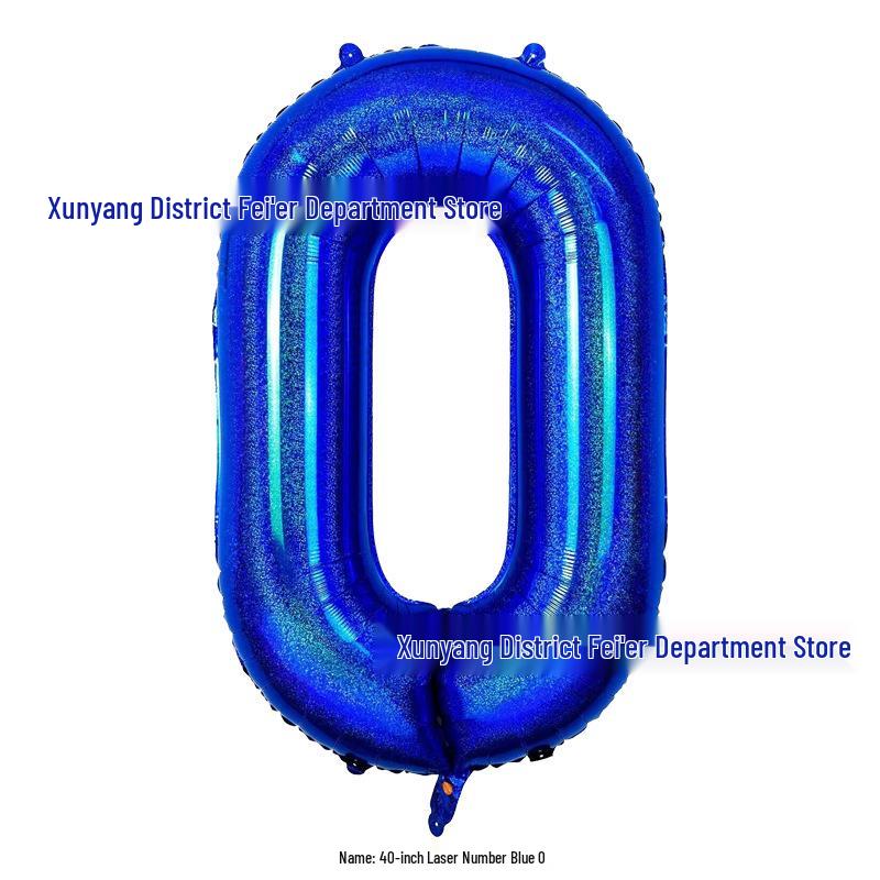 Large 40-Inch Navy Blue Laser Number Foil Balloon for Birthday Decoration