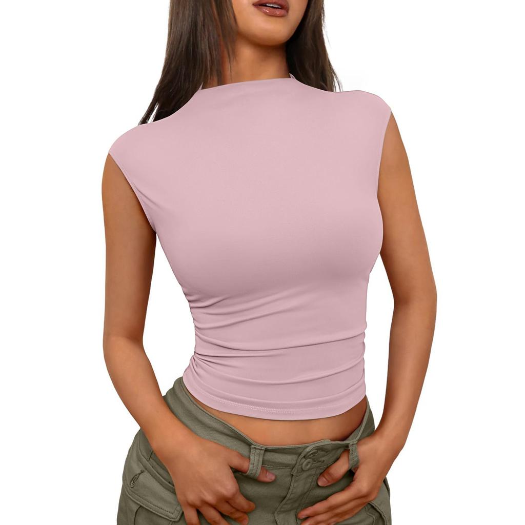 Damenmode Lässig Schlank Ärmellos Bottoming Shirt Oberbekleidung Top
