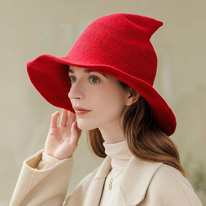 Temperamental Big Brim Witch Hat - Knitted Halloween & Christmas Style for Women