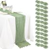 Soft Polyester Table Runner Rustic Cheesecloth Runner, Wedding Sheer Kitchen Dining Accessory Boho for Bridal Shower Baby Elegant Party