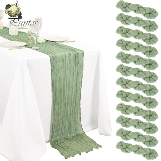Soft Polyester Table Runner Rustic Cheesecloth Runner, Wedding Sheer Kitchen Dining Accessory Boho for Bridal Shower Baby Elegant Party