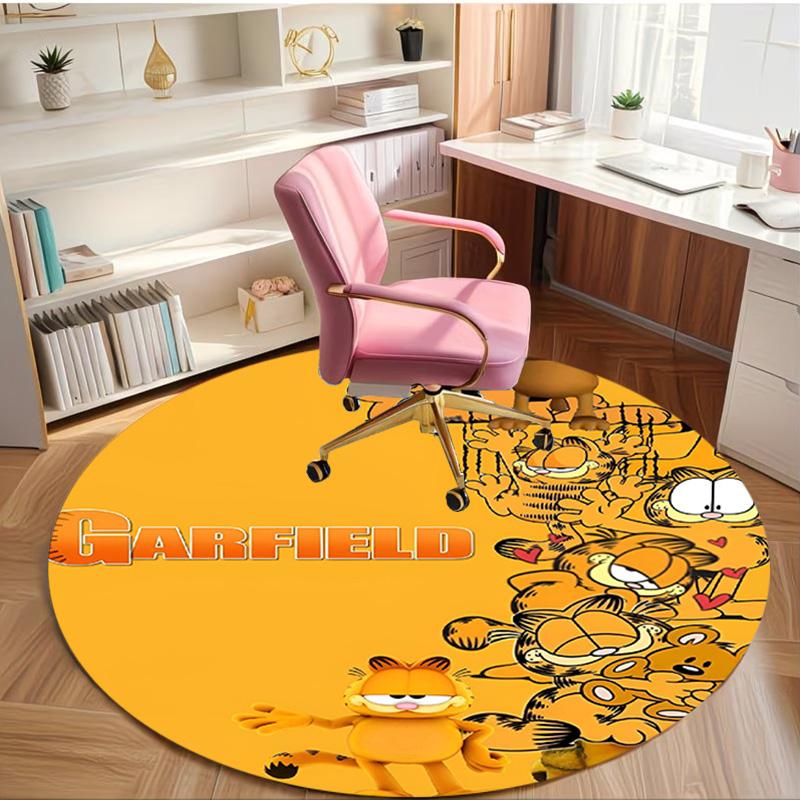 Garfield Print Round Rug, Washable Floor Carpet, For Entryway Dorm Laundry Room Office Study, Home Decor Birthday Christmas Gift
