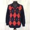 Lyle & Scott by Hawick Scotland 100% Cashmere Argyle Sweater Men L 40 Navy Red Vintage