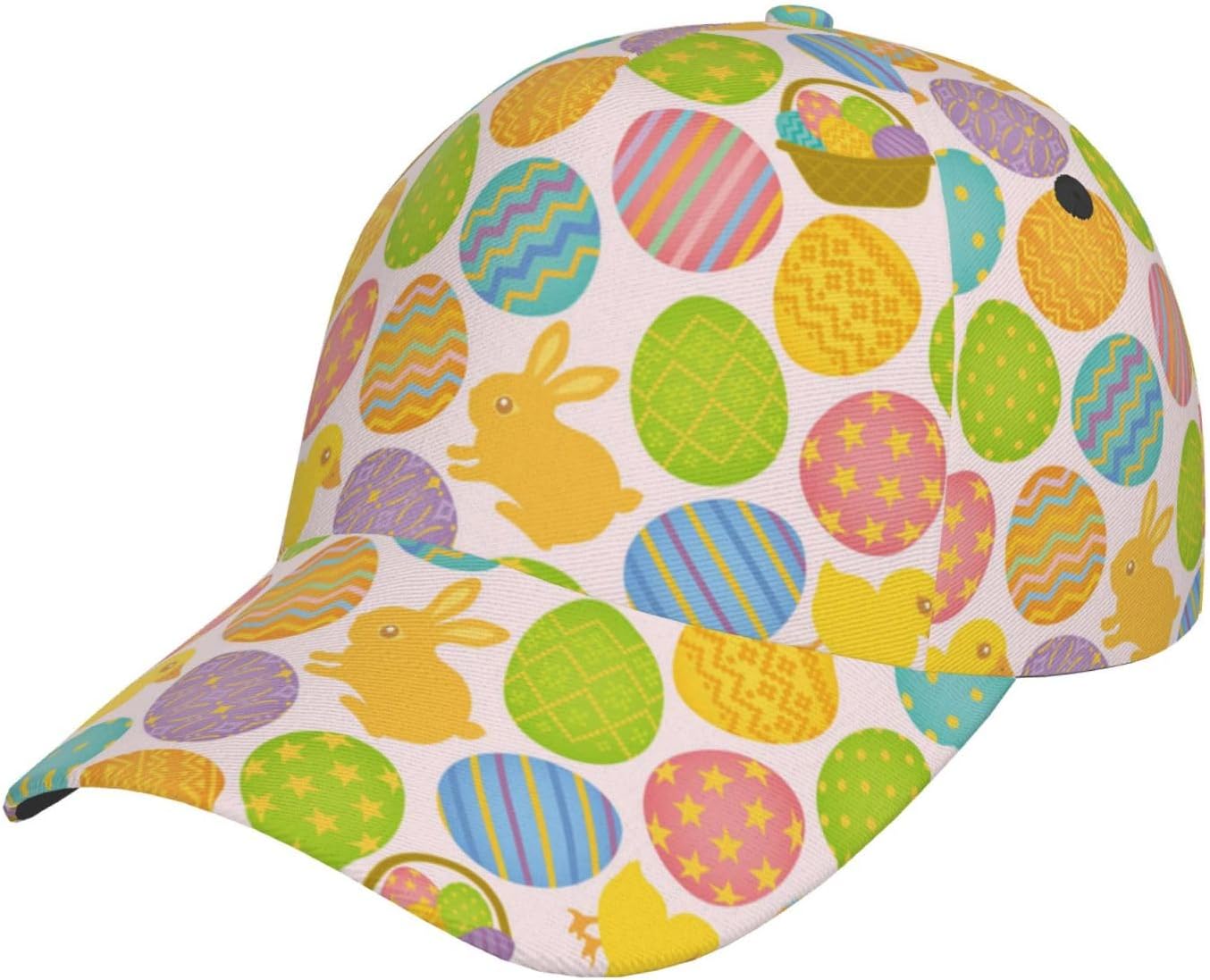 

Cute Happy Easter Bunny Eggs Baseball Cap Hat for Women Men Adjustable Easter Holiday Golf Dad Hat One Size