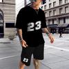 Men's Summer T-shirts Set Fashion Sport Outfit Number Sportswear Vintage Tracksuit Breathable Casual Fitness Short Sleeve+Shorts
