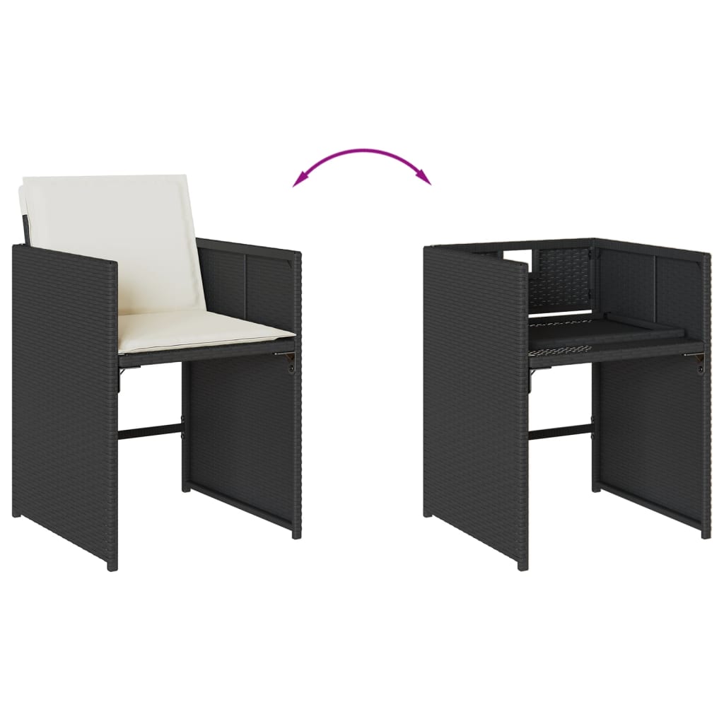 Vidaxl 7-Cz. Garden Furniture Set With Cushions, Black, Poly Rattan