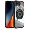 For iPhone 16e Magnetic Case PC+TPU Phone Cover with Rotating Metal Kickstand,Lens Protector