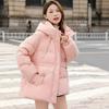 Womens Plus Size Puffer Jacket With Drawstring Waist Thick Warm Cotton Fill Hooded Short Coat Fall Winter