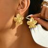 Elegant Versatile Large Camellia 18K Gold-Plated Stainless Steel Flower Stud Earrings for Women