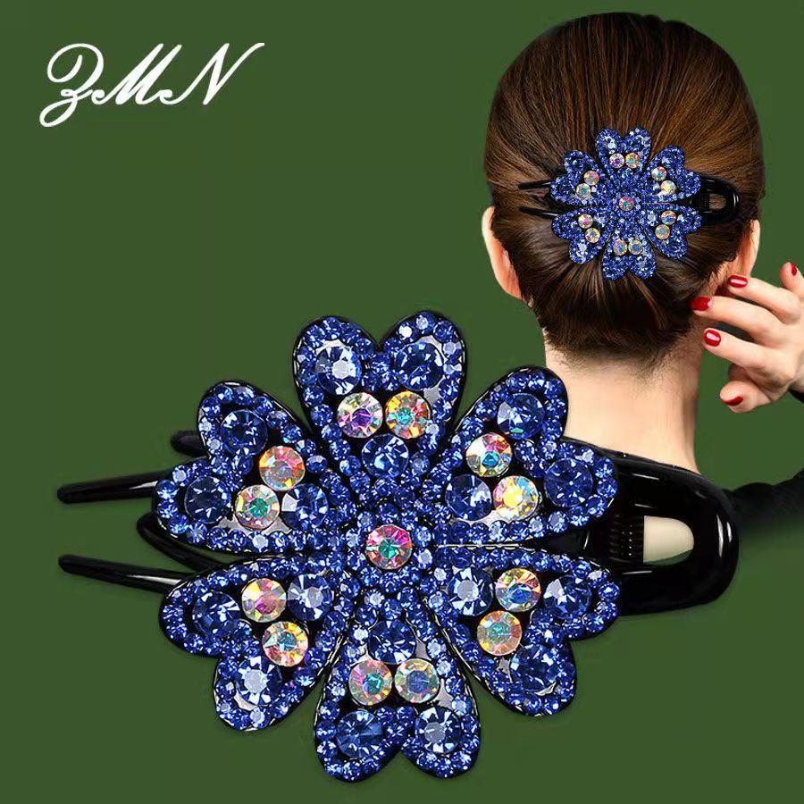 Rhinestone Duckbill Hairpin - Elegant Women's Clip for Updo