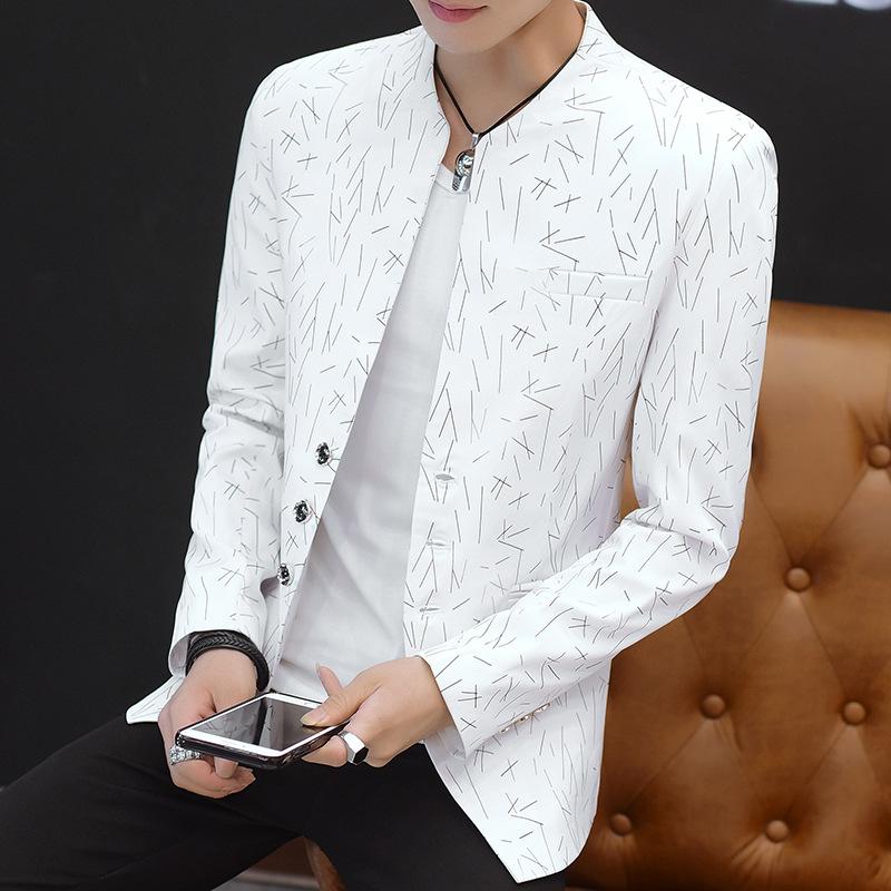 

Мужская весенне-осенняя куртка без воротника, молодежная, красивая, однобортная, на двух пуговицах, верхняя одежда S