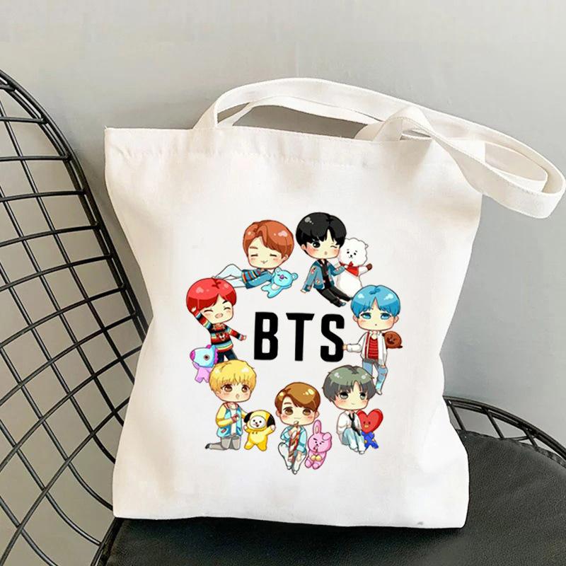 Korean Style Cartoon Print Tote Bag for Women Men Large Capacity Oxford Cloth Shoulder Crossbody Bag Fashionable Commute Backpack KTB